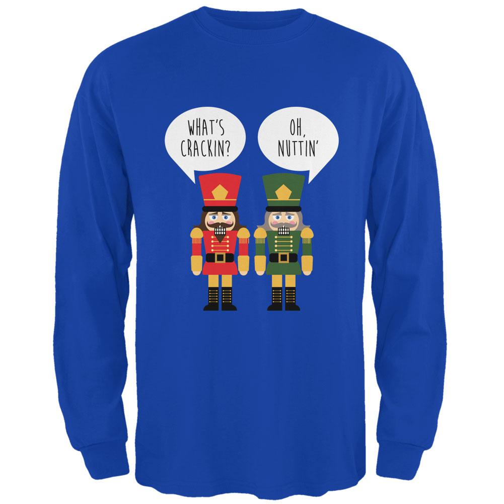 Christmas Nutcracker What's Crackin' Funny Mens Long Sleeve T Shirt Men's Long Sleeves Old Glory 2XL Royal 