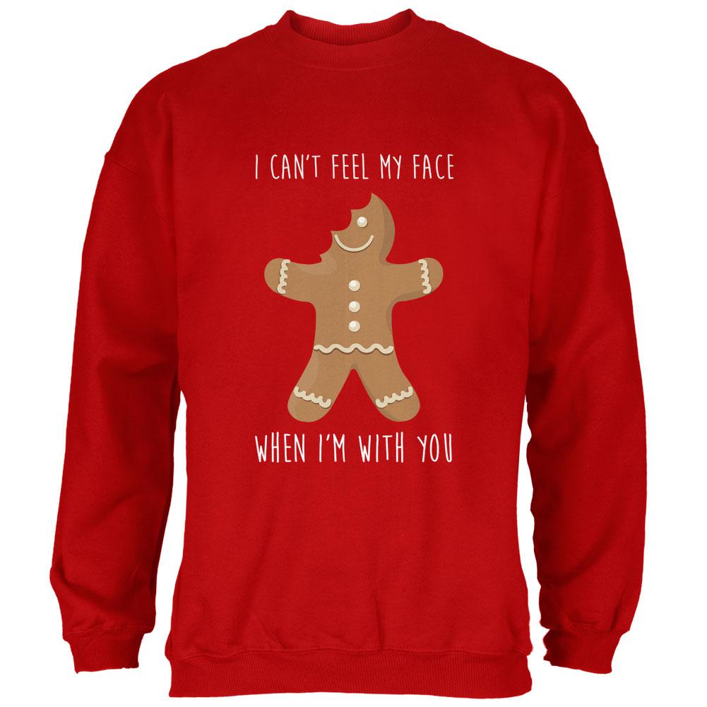 Christmas Gingerbread Man Can't Feel My Face Mens Sweatshirt Men's Sweatshirts Old Glory 2XL Red 