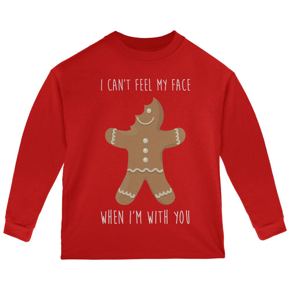 Christmas Gingerbread Man Can't Feel My Face Toddler Long Sleeve T Shirt Toddler Long Sleeves Old Glory 2T Red 