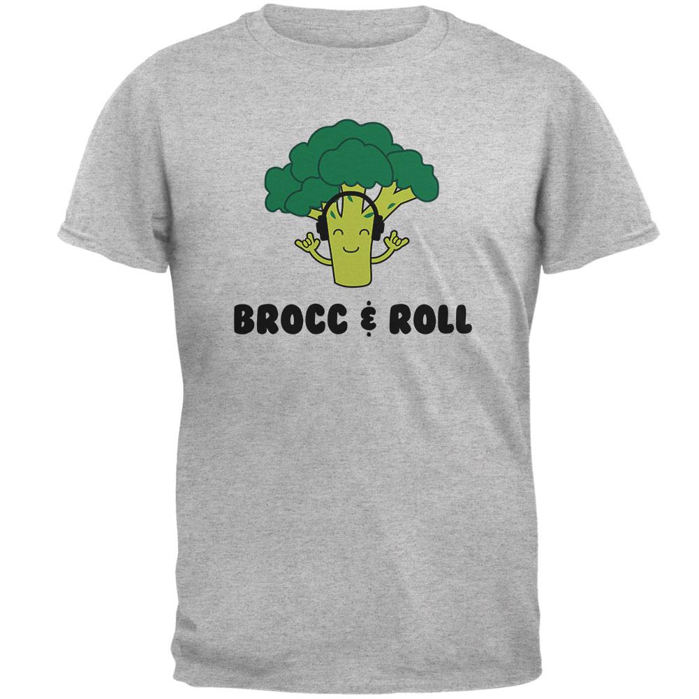 Vegetable Broccoli Rock Brocc and Roll Funny Mens T Shirt Men's T-Shirts Old Glory 2XL Heather 