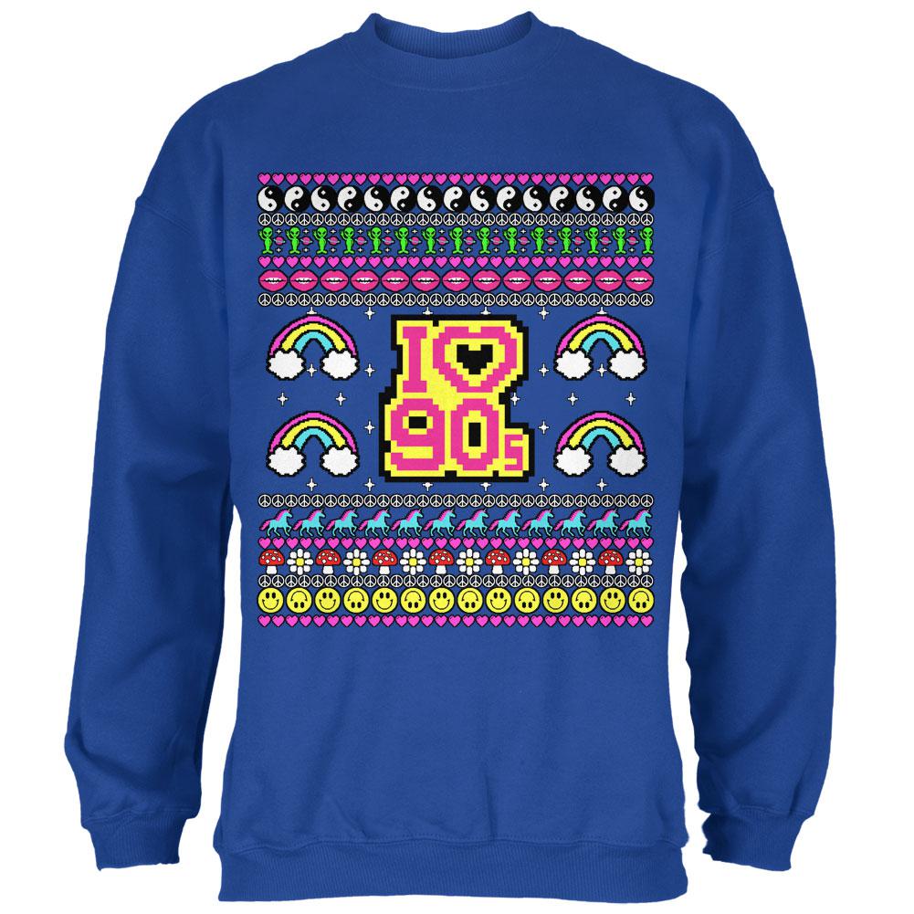 I Love the 90s Retro Nostalgia Ugly Christmas Sweater Mens Sweatshirt Men's Sweatshirts Old Glory 2XL Royal 