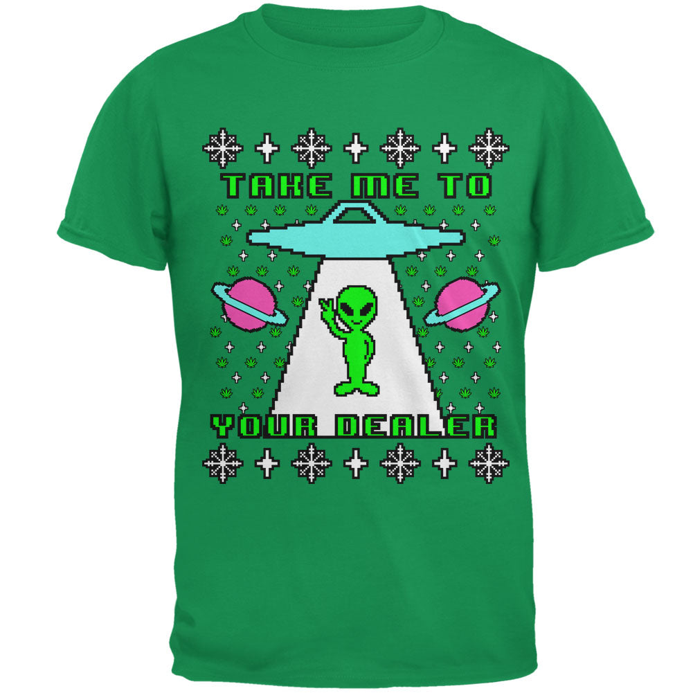 Alien Take Me to Your Dealer Ugly Christmas Sweater Mens T Shirt Men's T-Shirts global 2XL Irish Green 