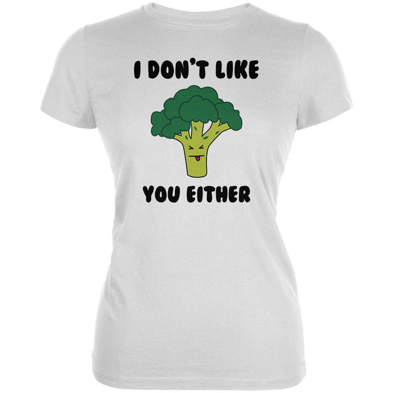 Vegetable Broccoli Doesn't Like You Either Funny Juniors Soft T Shirt Juniors T-Shirts Old Glory 2XL White 