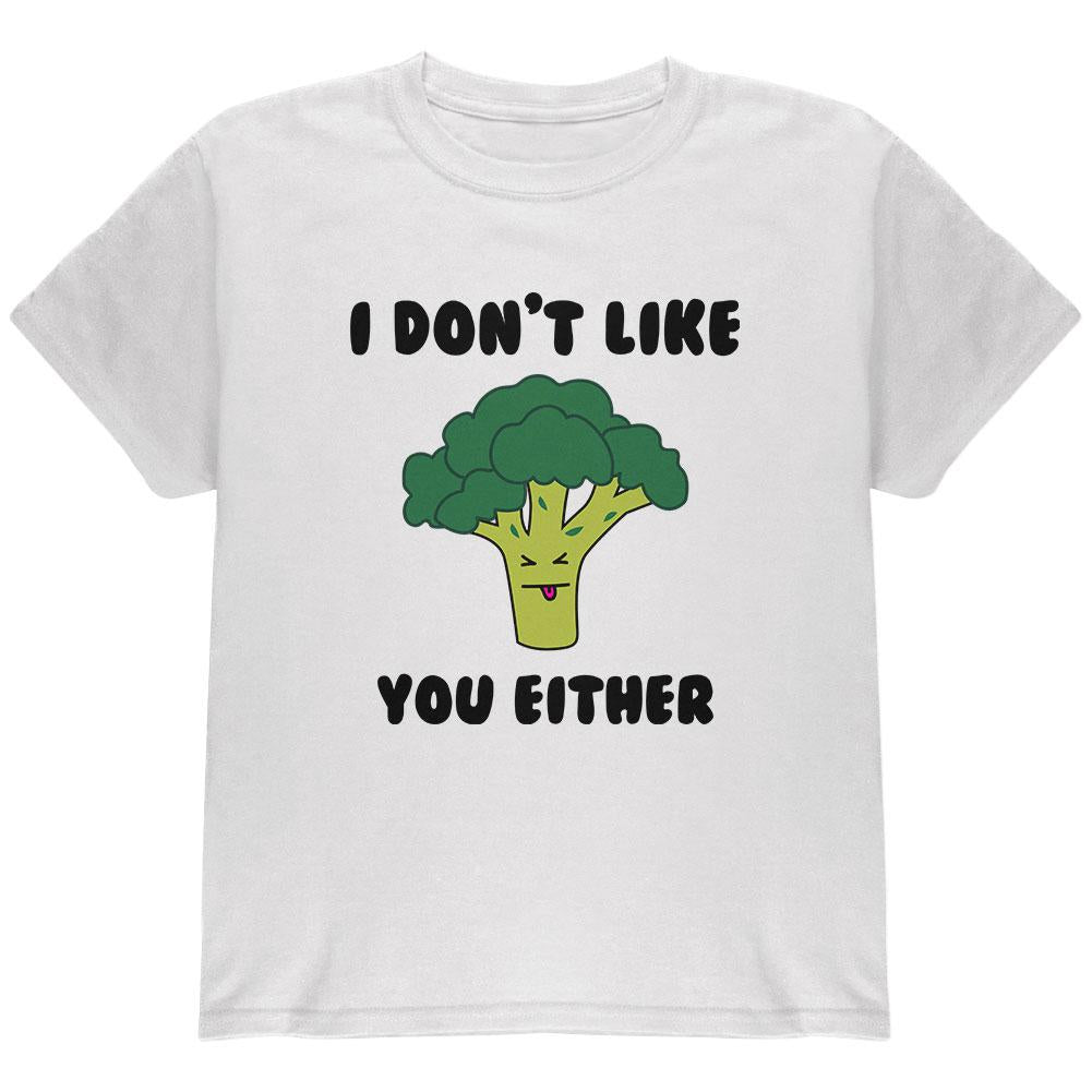 Vegetable Broccoli Doesn't Like You Either Funny Youth T Shirt Youth T-Shirts Old Glory LG White 