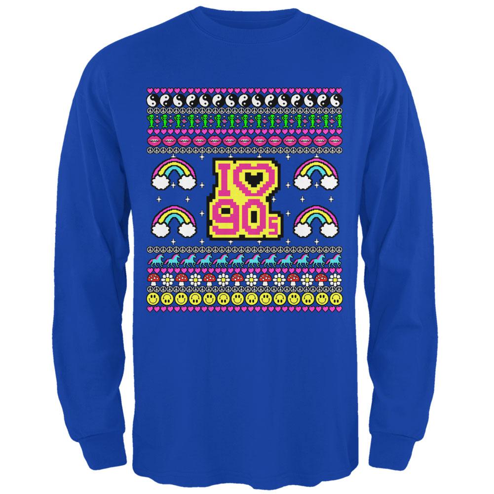 I Love the 90s Retro Nostalgia Ugly Christmas Sweater Mens Long Sleeve T Shirt Men's Long Sleeves Old Glory 2XL Royal 