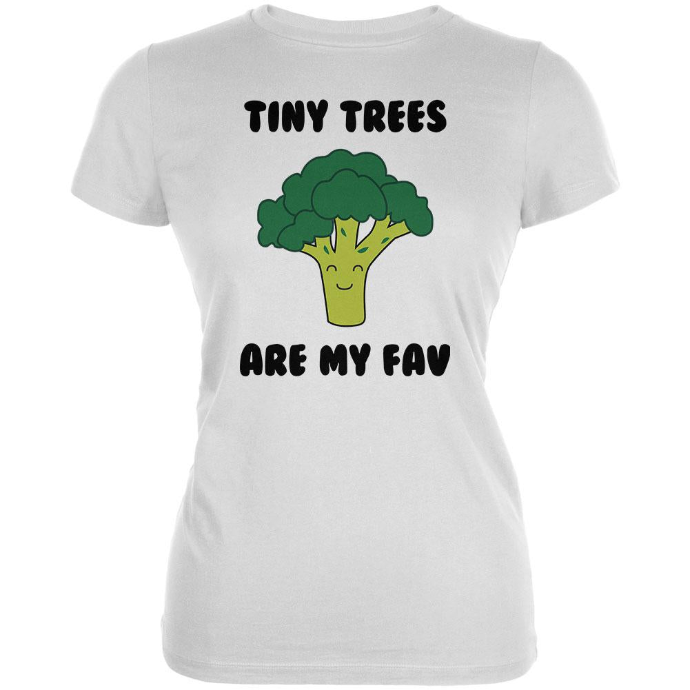 Vegetable Broccoli Tiny Trees are My Favorite Funny Juniors Soft T Shirt Juniors T-Shirts Old Glory 2XL White 