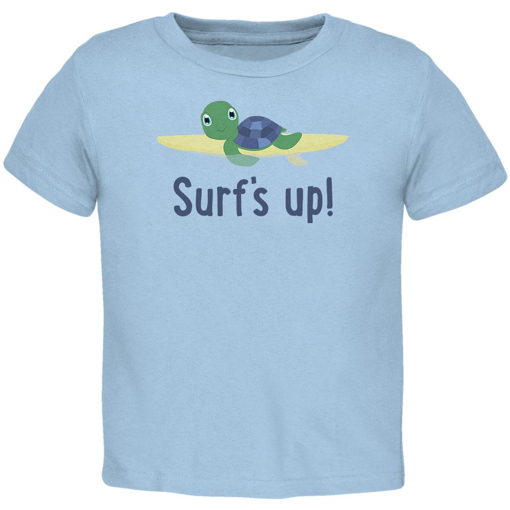 Sea Turtle Surf's Up Summer Cute Toddler T Shirt Toddler T-Shirts Old Glory 2T Light Blue 