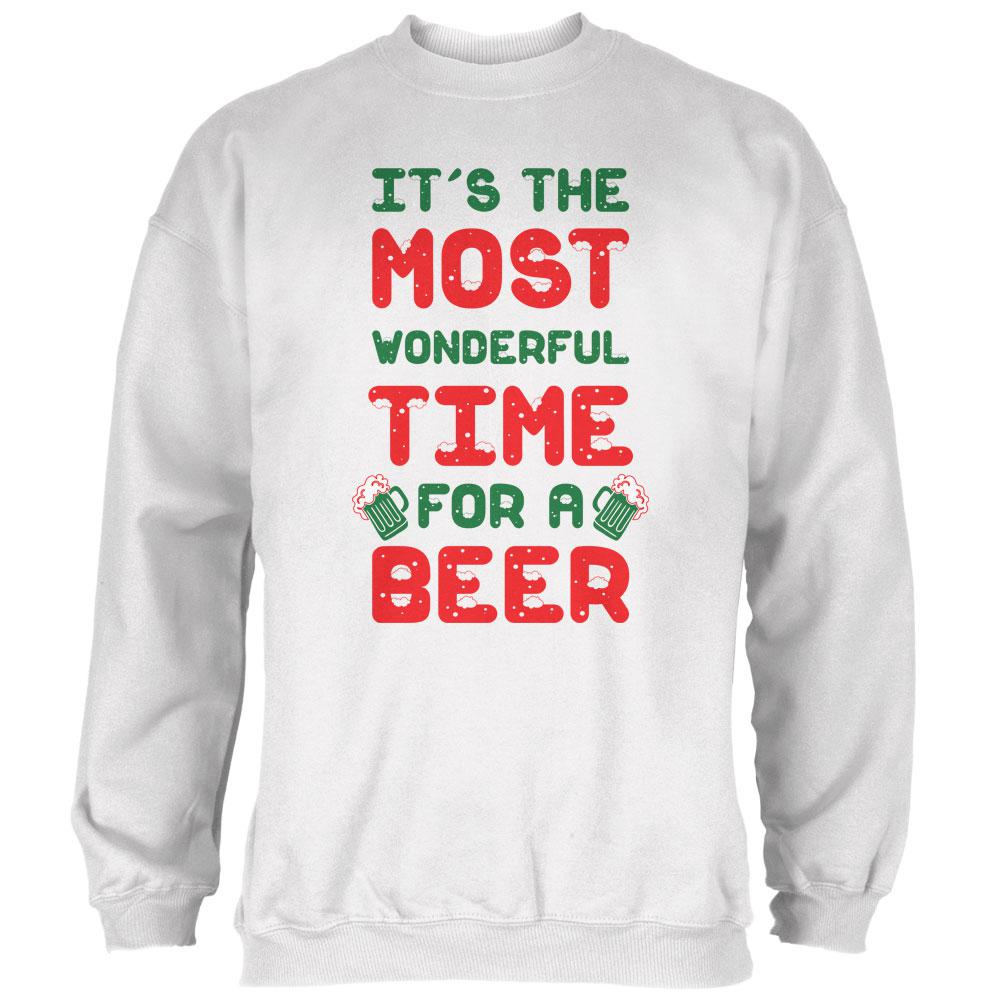 Christmas Most Wonderful Time for a Beer Mens Sweatshirt Men's Sweatshirts Old Glory 2XL White 