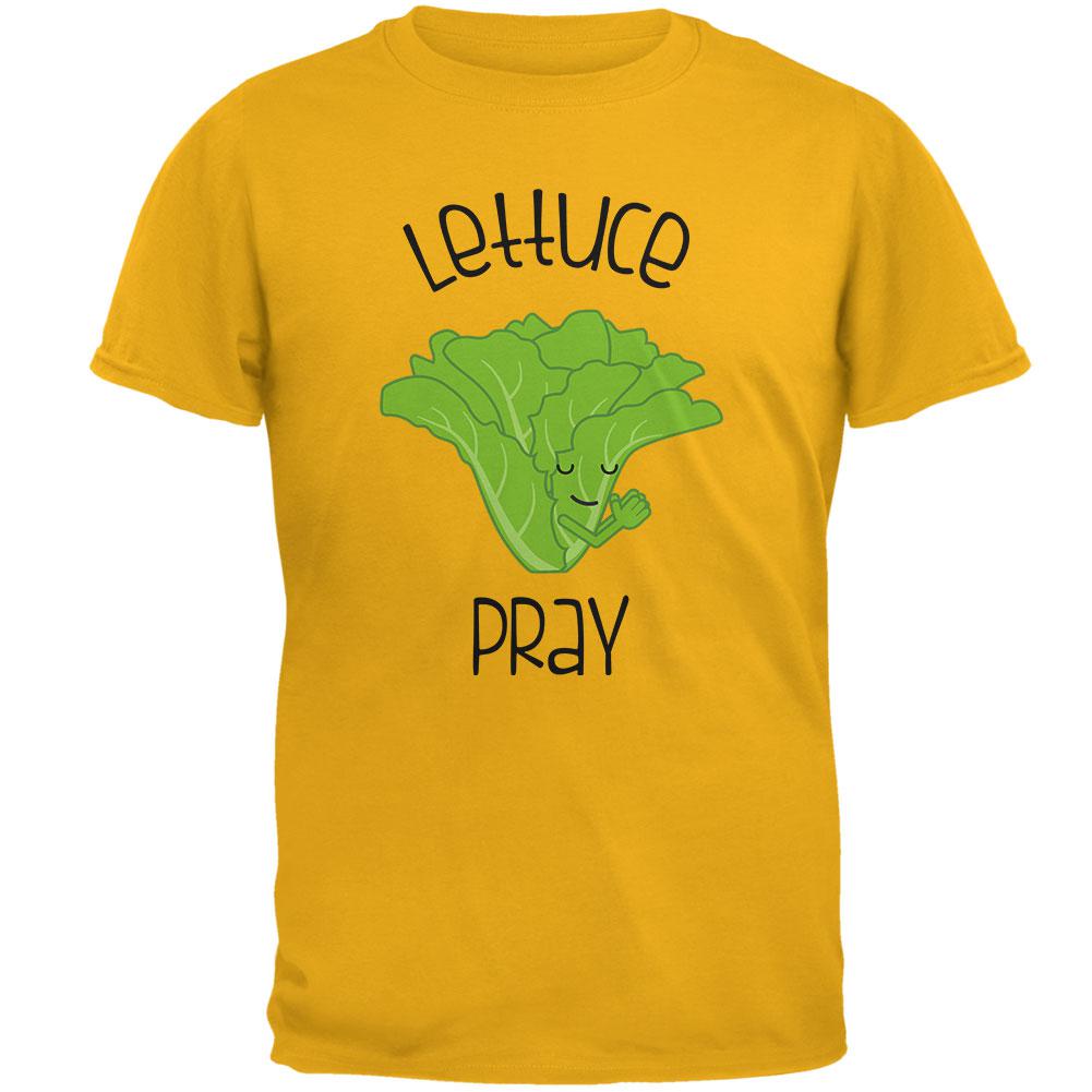 Vegetable Lettuce Let Us Pray Funny Mens T Shirt Men's T-Shirts Old Glory 2XL Gold 