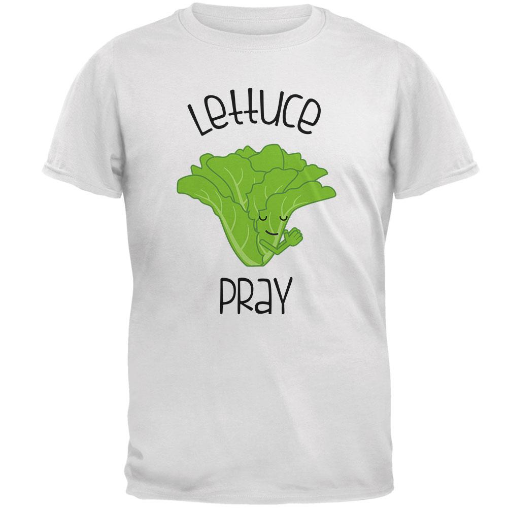 Vegetable Lettuce Let Us Pray Funny Mens T Shirt Men's T-Shirts Old Glory 2XL White 