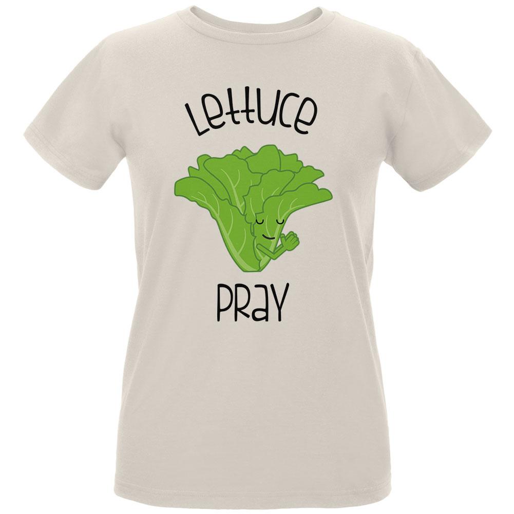 Vegetable Lettuce Let Us Pray Funny Womens Organic T Shirt Women's T-Shirts Old Glory LG Natural 