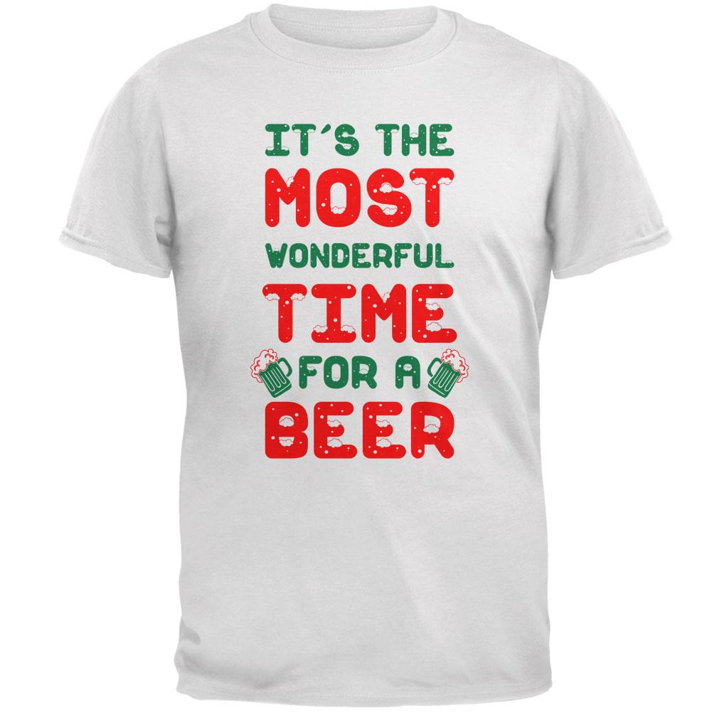 Christmas Most Wonderful Time for a Beer Mens T Shirt Men's T-Shirts Old Glory 2XL White 