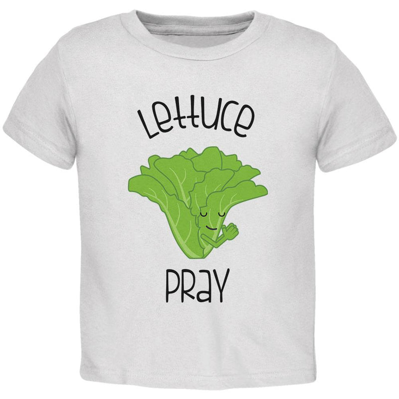 Vegetable Lettuce Let Us Pray Funny Toddler T Shirt Toddler T-Shirts Old Glory 2T White 