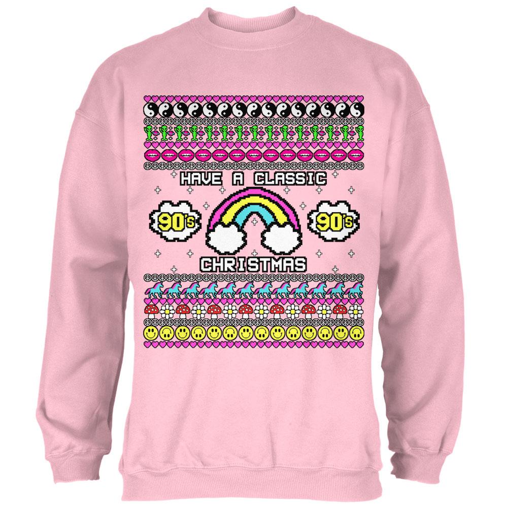 Retro 90s Nostalgia Classic Ugly Christmas Sweater Mens Sweatshirt Men's Sweatshirts Old Glory 2XL Light Pink 