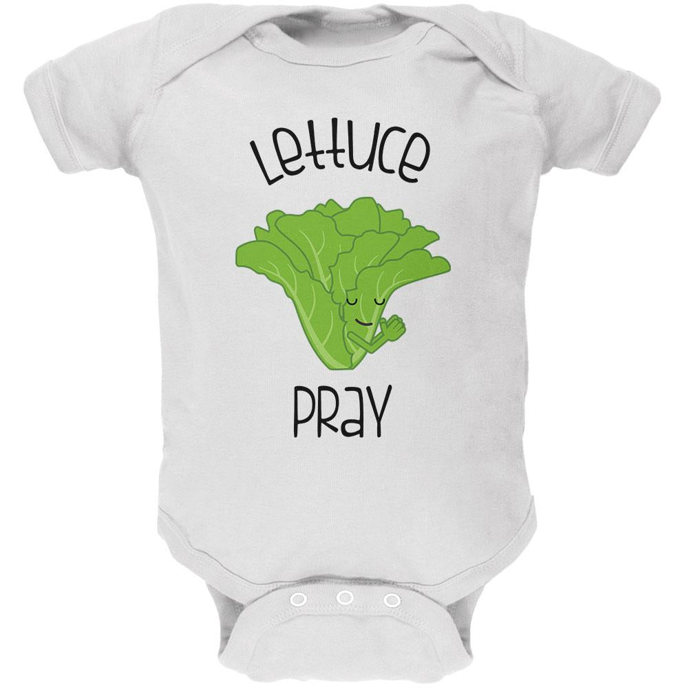 Vegetable Lettuce Let Us Pray Funny Soft Baby One Piece Baby One Piece Old Glory 0-3M White 