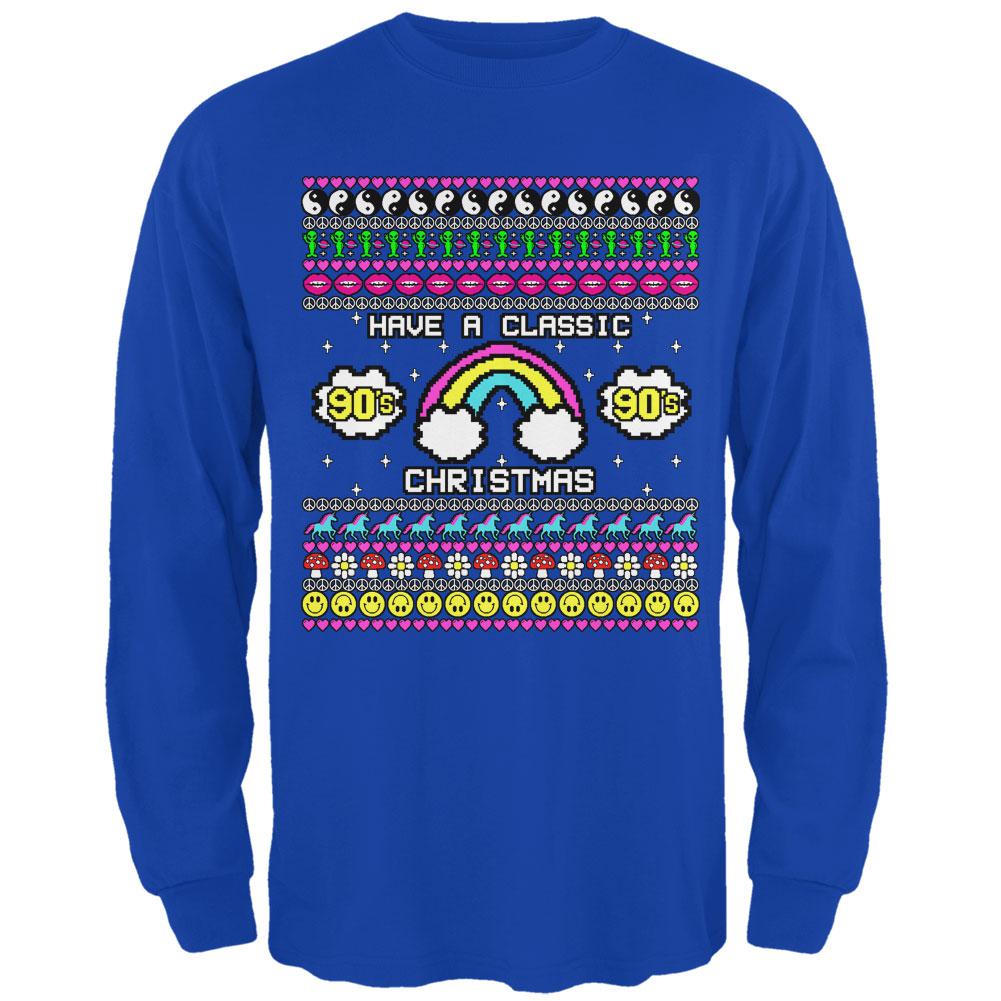 Retro 90s Nostalgia Classic Ugly Christmas Sweater Mens Long Sleeve T Shirt Men's Long Sleeves Old Glory 2XL Royal 