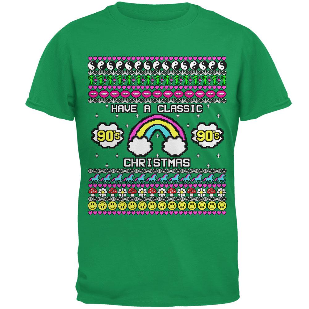 Retro 90s Nostalgia Classic Ugly Christmas Sweater Mens T Shirt Men's T-Shirts Old Glory 2XL Irish Green 