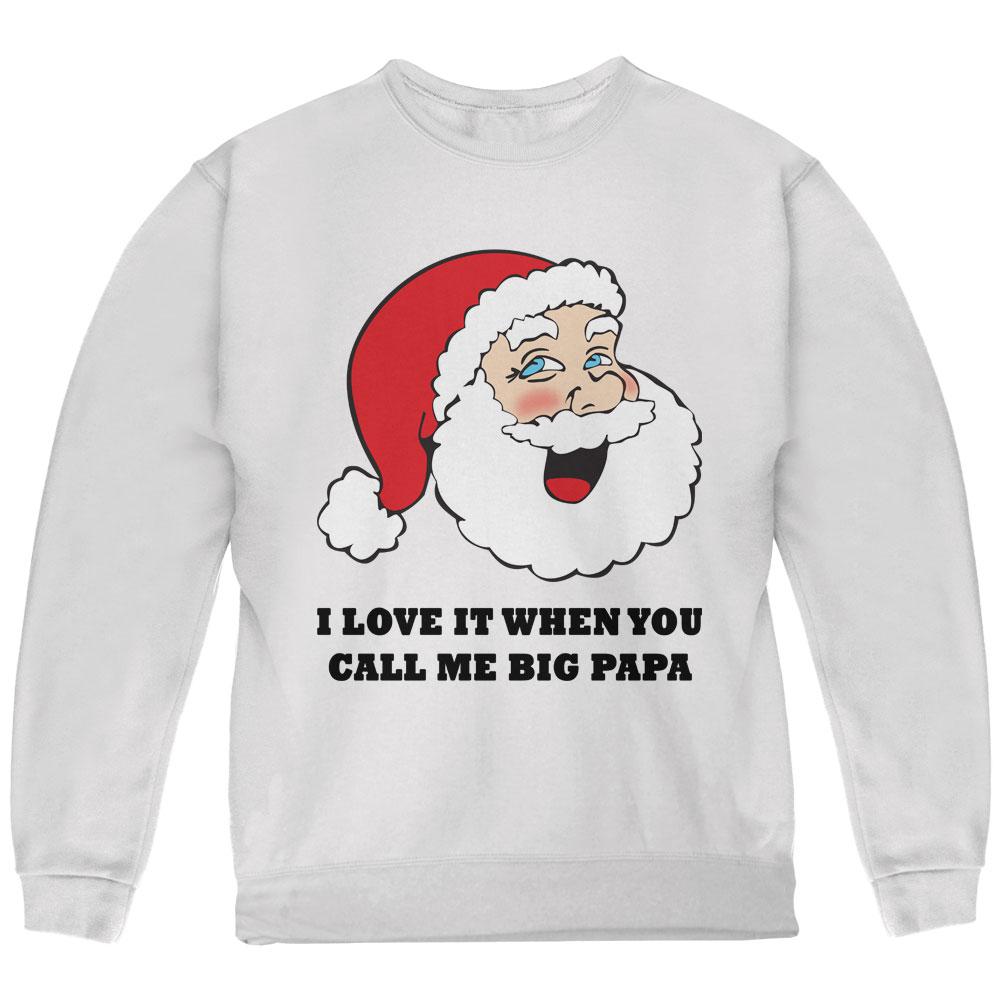 Christmas Santa I Love it When You Call Me Big Papa Youth Sweatshirt Youth T-Shirts Old Glory LG White 