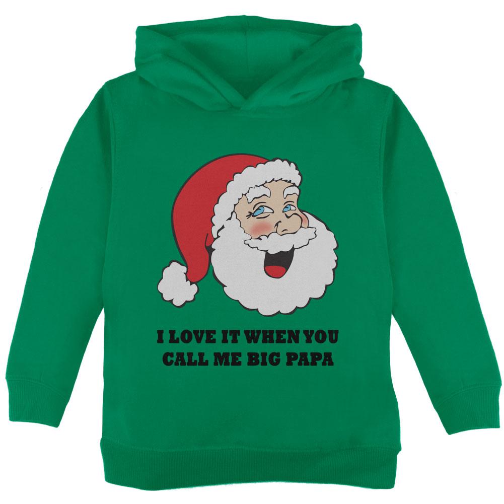 Christmas Santa I Love it When You Call Me Big Papa Toddler Hoodie Toddler Hoodies Old Glory 2T Green 