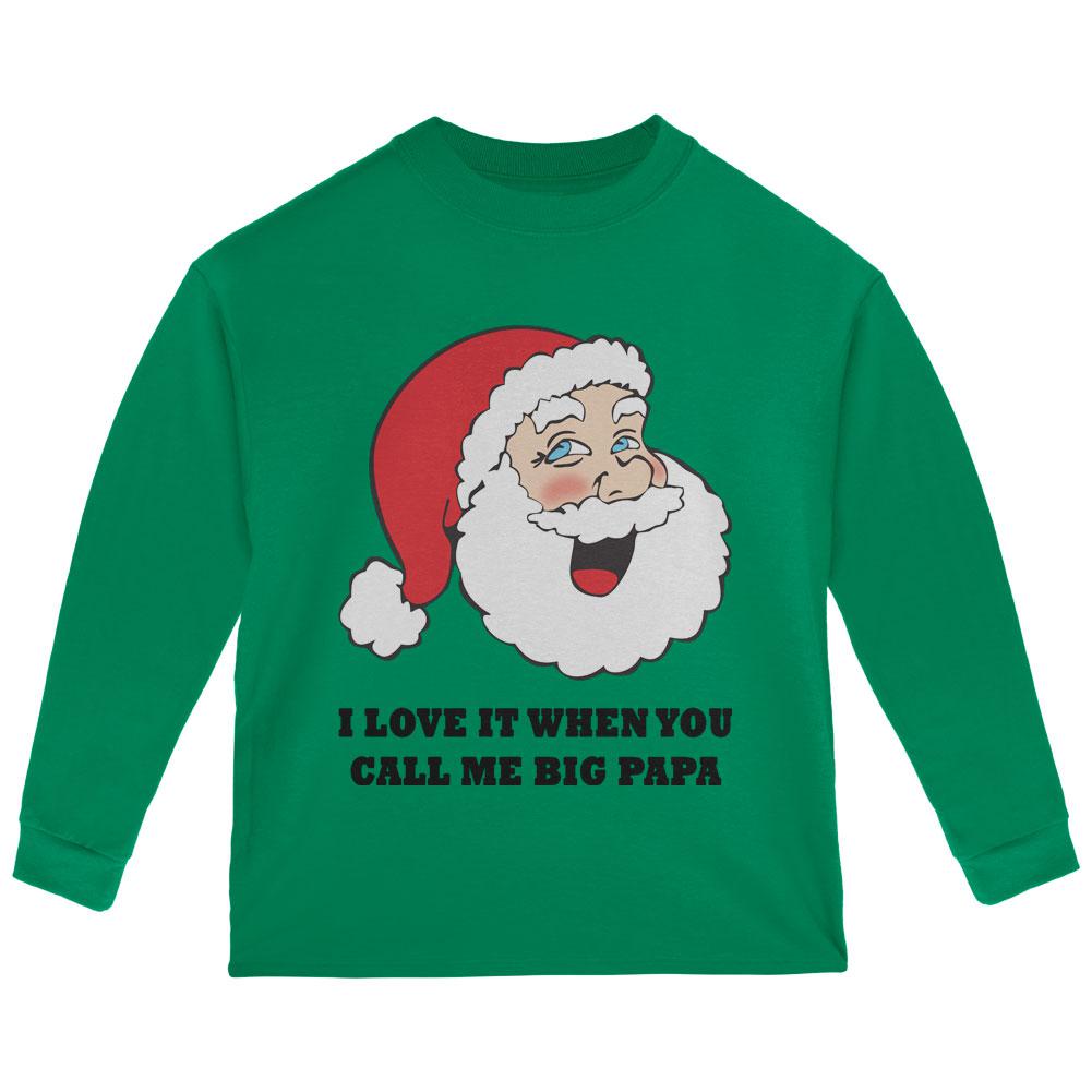 Christmas Santa I Love it When You Call Me Big Papa Toddler Long Sleeve T Shirt Toddler Long Sleeves Old Glory 2T Green 