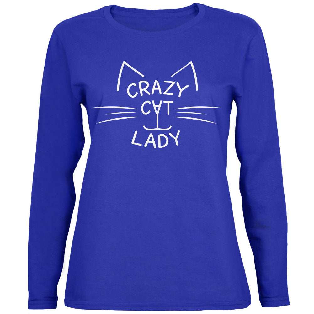 Crazy Cat Lady Womens Long Sleeve T Shirt Women's Long Sleeves Old Glory 2XL Royal 