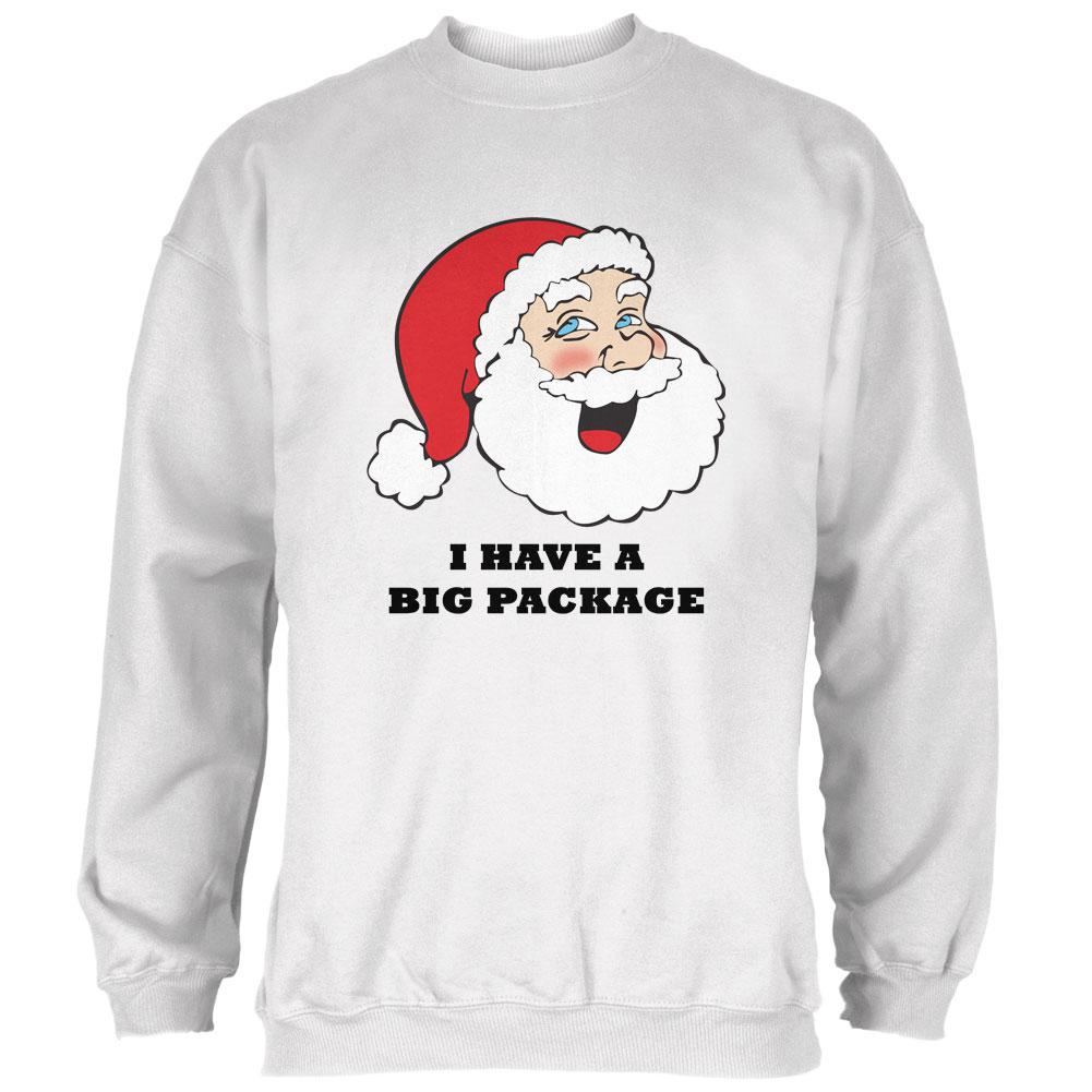 Christmas Santa I Have a Big Package Funny Mens Sweatshirt Men's Sweatshirts Old Glory 2XL White 