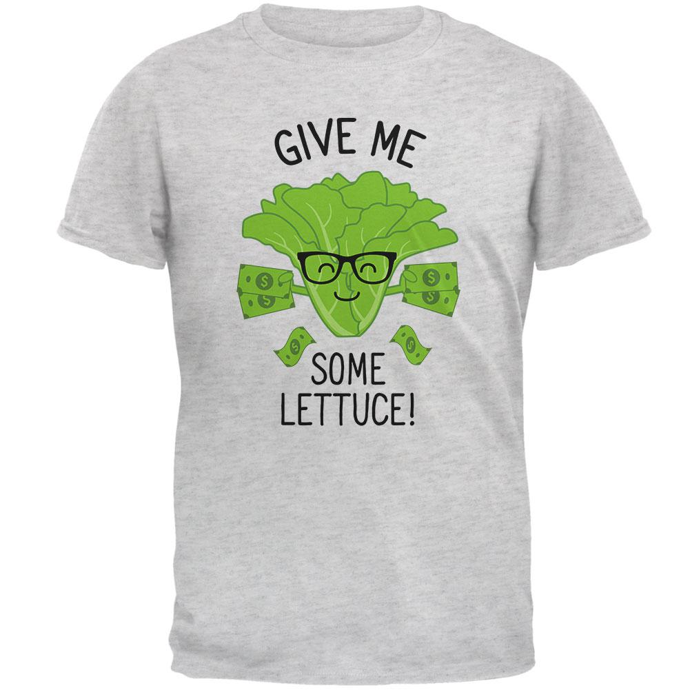 Vegetable Lettuce Give Me Some Lettuce Money Funny Mens T Shirt Men's T-Shirts Old Glory 2XL Light Heather Grey 