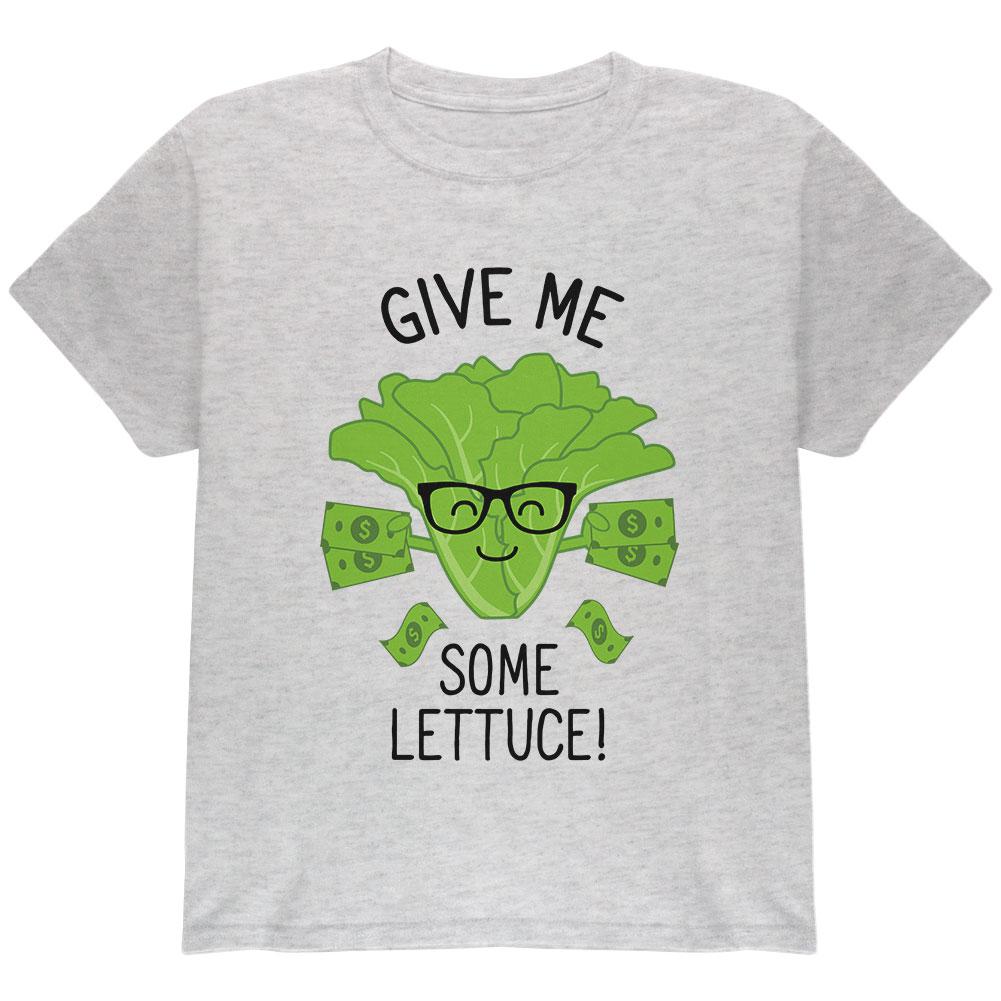 Vegetable Lettuce Give Me Some Lettuce Money Funny Youth T Shirt Youth T-Shirts Old Glory LG Light Heather Grey 