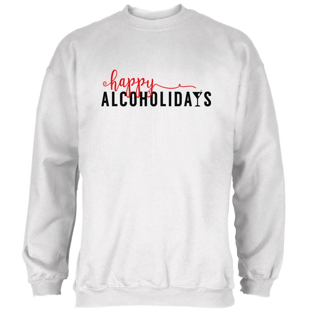 Happy Alcoholidays Holidays Mens Sweatshirt Men's Sweatshirts Old Glory 2XL White 