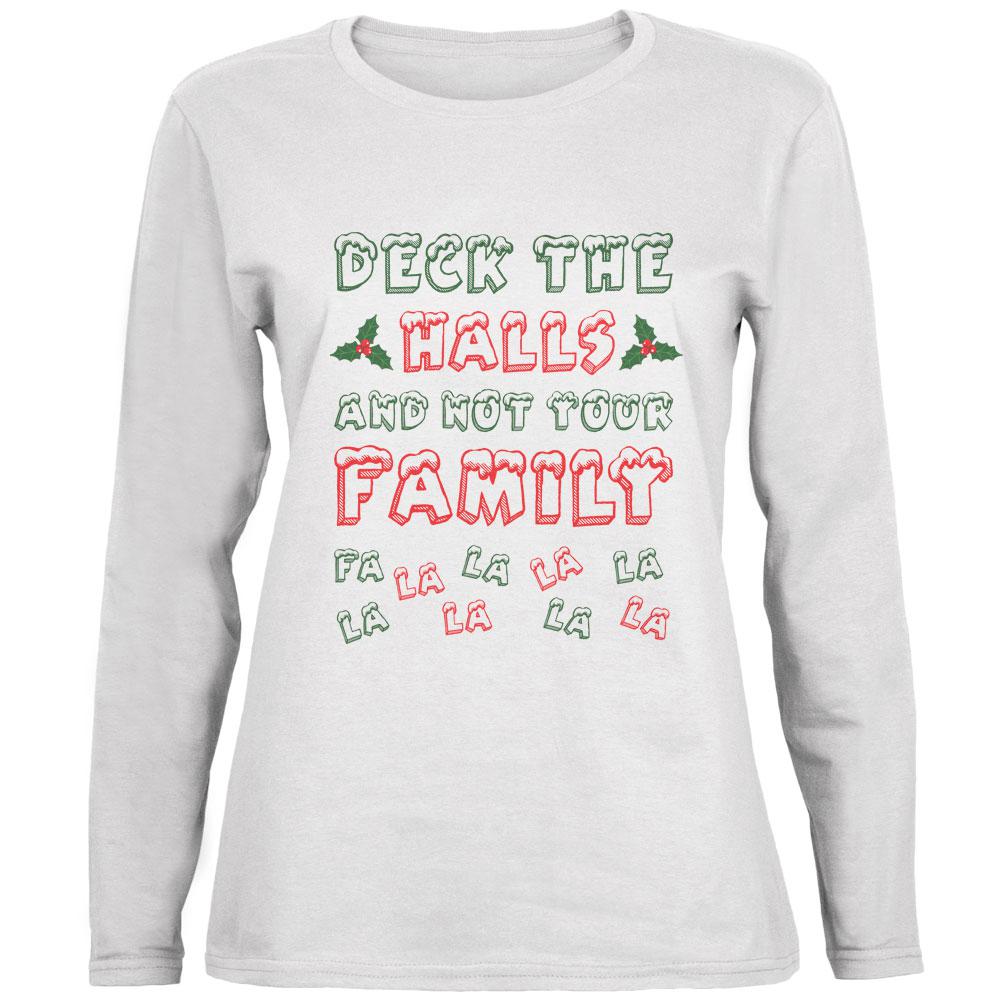 Christmas Deck the Halls Not Your Family Ladies' Relaxed Jersey Long-Sleeve Tee Women's Long Sleeves Old Glory 2XL White 