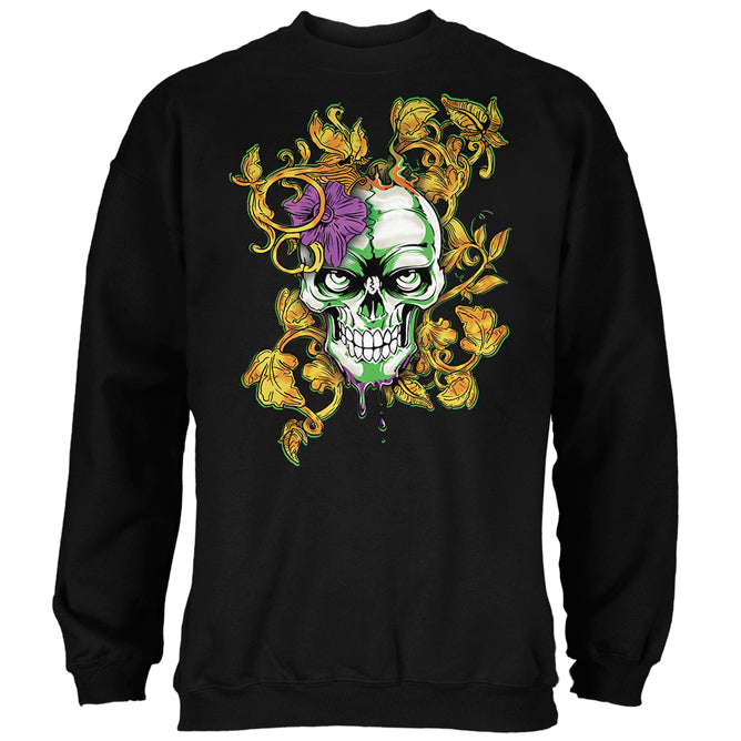 Mardi Gras Voodoo Zombie Skull Mens Sweatshirt Men's Sweatshirts Old Glory 2XL Black 