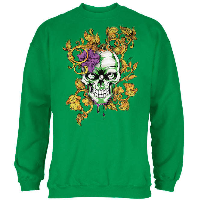 Mardi Gras Voodoo Zombie Skull Mens Sweatshirt Men's Sweatshirts Old Glory 2XL Irish Green 