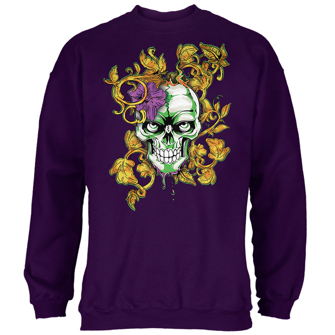 Mardi Gras Voodoo Zombie Skull Mens Sweatshirt Men's Sweatshirts Old Glory 2XL Purple 