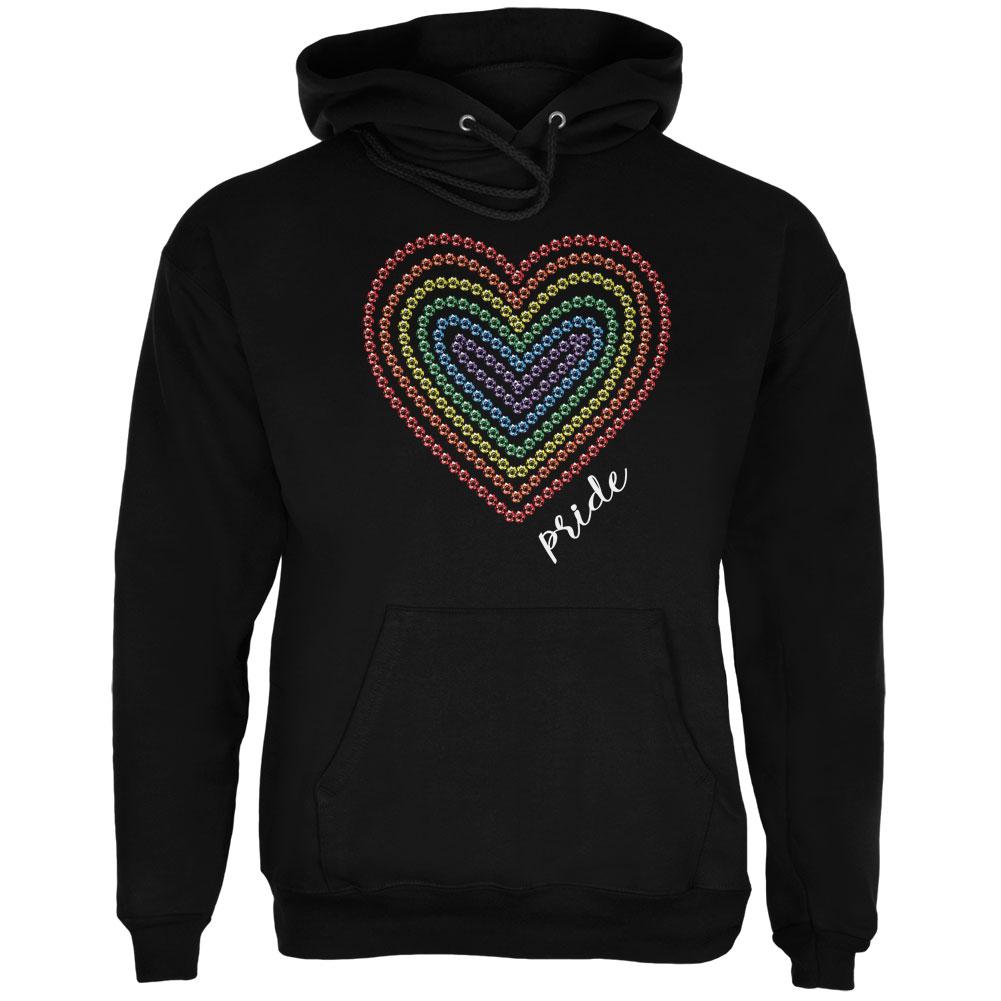 Pride Love Rainbow Gemstone Heart Mens Hoodie Men's Hoodies Old Glory 2XL Black 