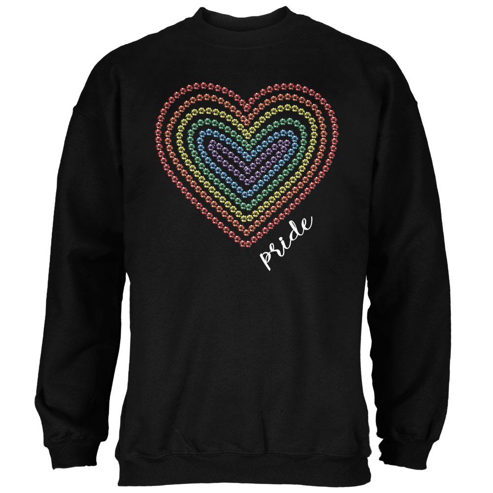 Pride Love Rainbow Gemstone Heart Mens Sweatshirt Men's Sweatshirts Old Glory 2XL Black 