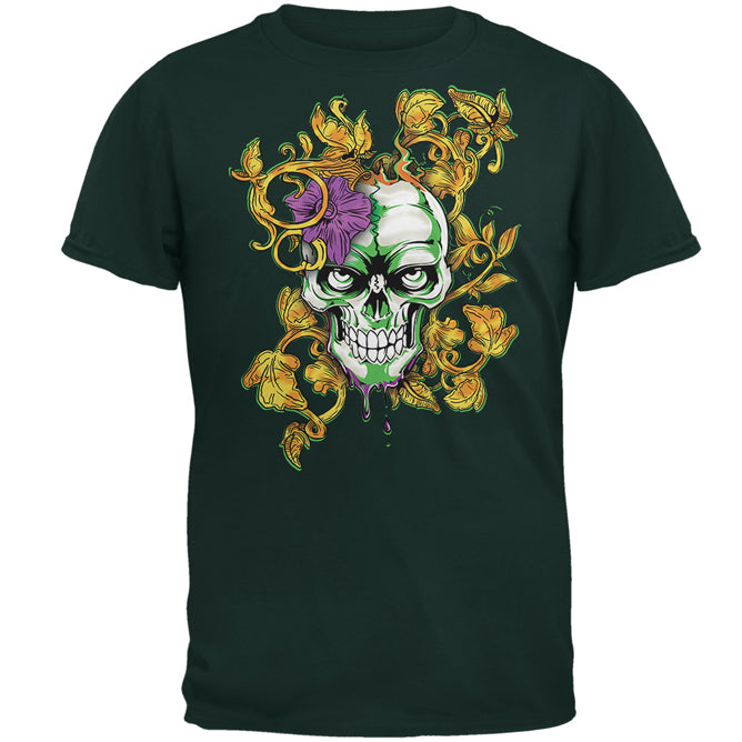 Mardi Gras Voodoo Zombie Skull Mens T Shirt Men's T-Shirts Old Glory 2XL Forest Green 