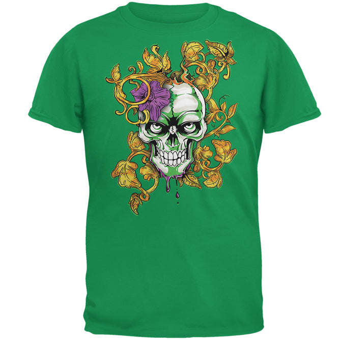 Mardi Gras Voodoo Zombie Skull Mens T Shirt Men's T-Shirts Old Glory 2XL Irish Green 