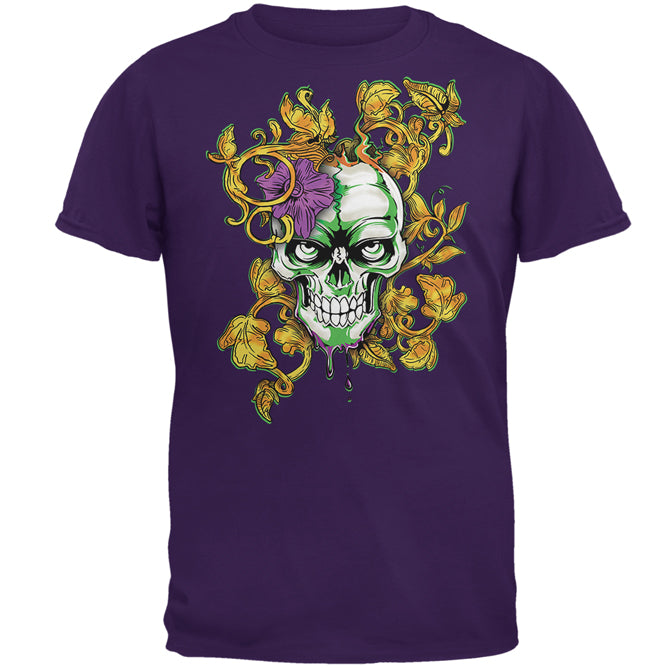 Mardi Gras Voodoo Zombie Skull Mens T Shirt Men's T-Shirts Old Glory 2XL Purple 