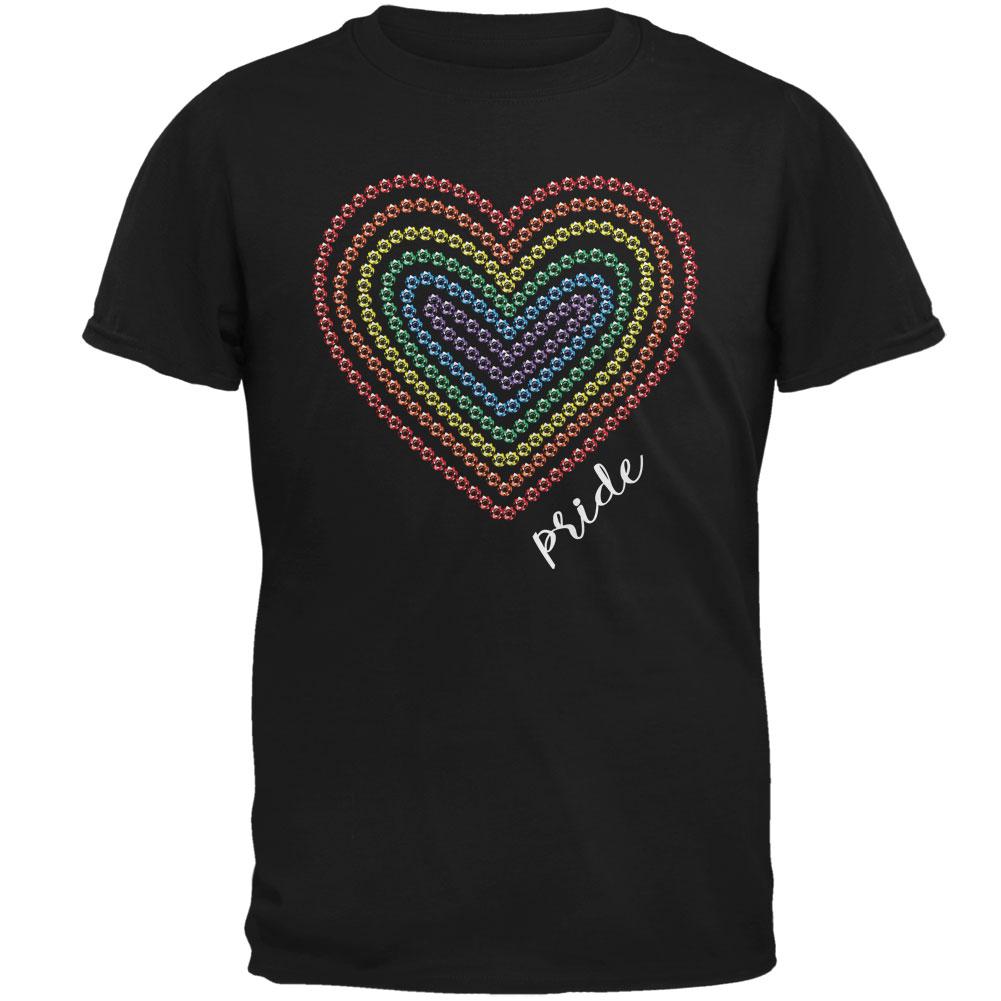 Pride Love Rainbow Gemstone Heart Adult T Shirt Men's T-Shirts Old Glory SM  