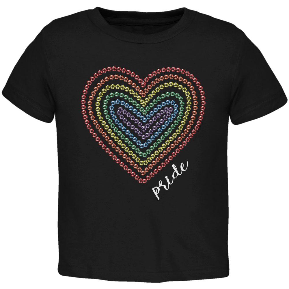 Pride Love Rainbow Gemstone Heart Toddler T Shirt Toddler T-Shirts Old Glory 2T Black 