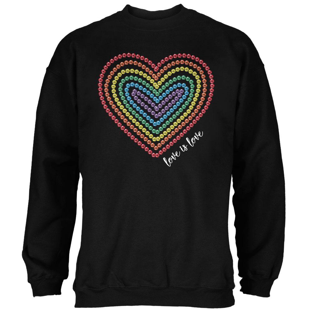 Love is Love Rainbow Gemstone Heart Mens Sweatshirt Men's T-Shirts Old Glory 2XL Black 