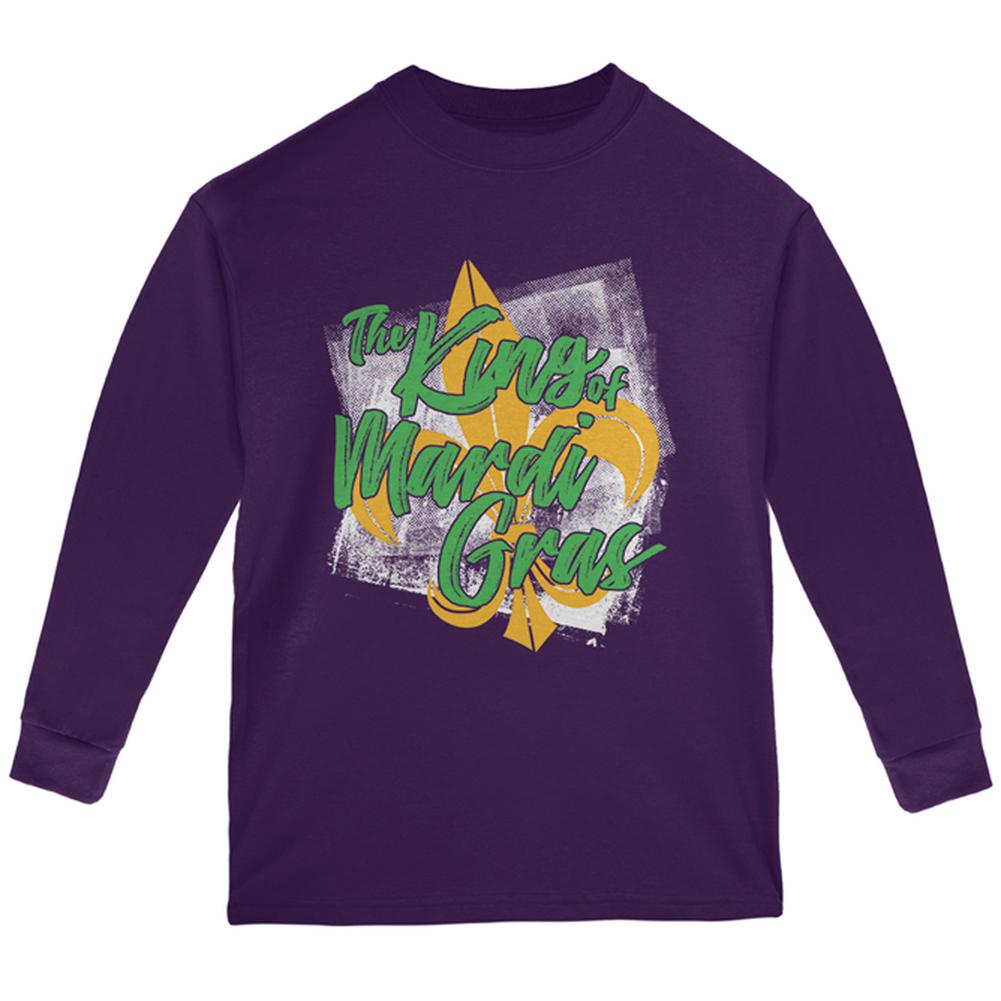 The King of Mardi Gras Youth Long Sleeve T Shirt Youth Long Sleeves Old Glory LG Purple 