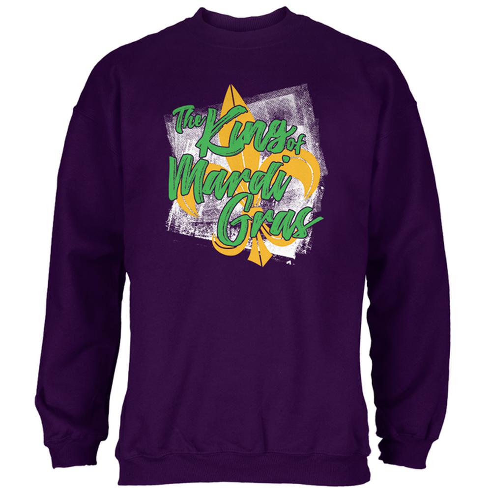 The King of Mardi Gras Mens Sweatshirt Men's Sweatshirts Old Glory 2XL Purple 