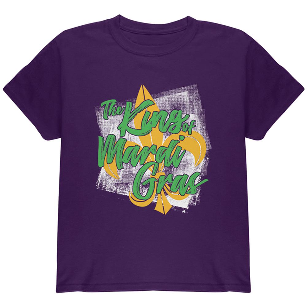 The King of Mardi Gras Youth T Shirt Youth T-Shirts Old Glory LG Purple 