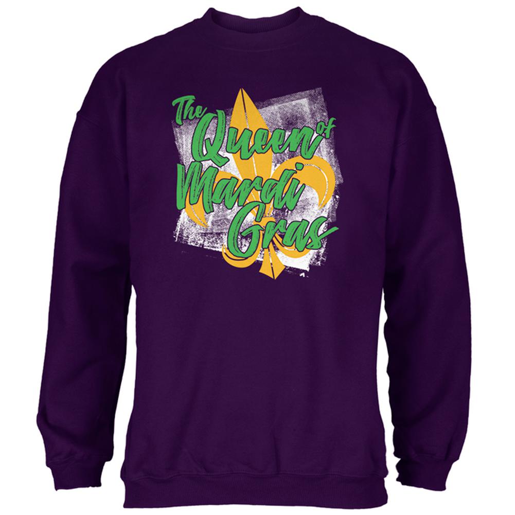 The Queen of Mardi Gras Mens Sweatshirt Men's Sweatshirts Old Glory 2XL Purple 