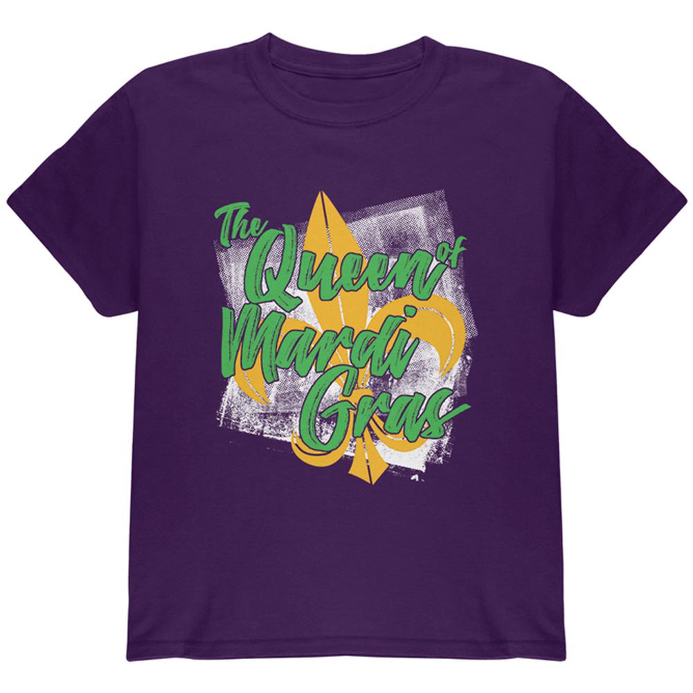 The Queen of Mardi Gras Youth T Shirt Youth T-Shirts Old Glory LG Purple 