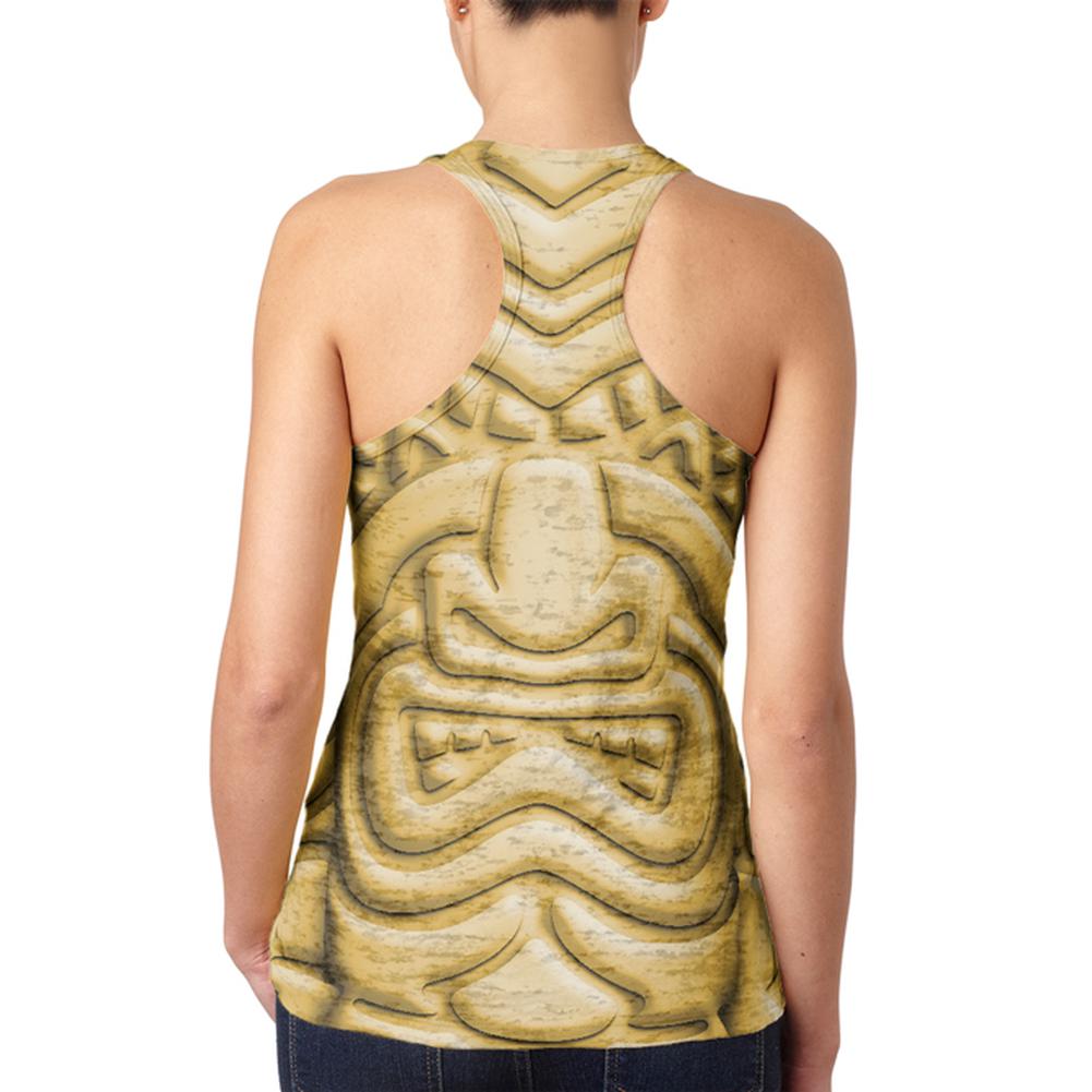 Tiki God Gold Face Luau Juniors Burnout Racerback Tank Top Juniors Tank Tops Old Glory   