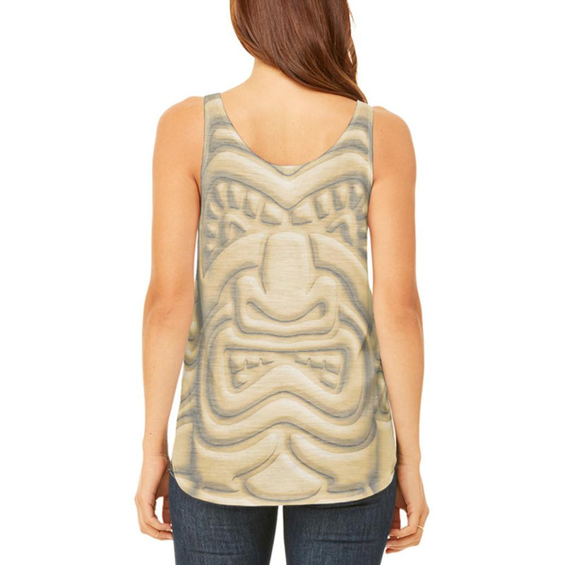 Tiki God Gold Face Luau Juniors Flowy Side Slit Tank Top Juniors Tank Tops Old Glory   