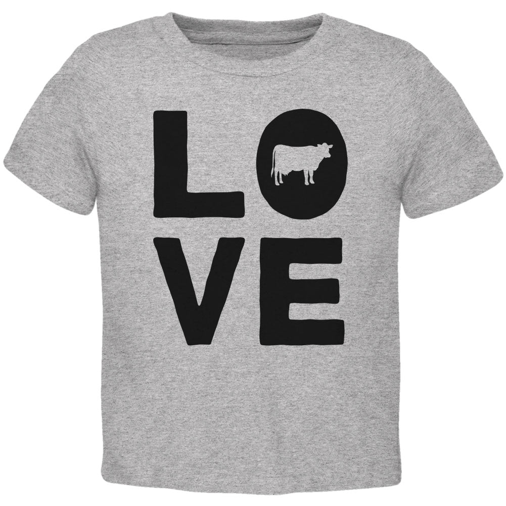 Cow Love Toddler T Shirt Toddler T-Shirts Old Glory 2T Grey 