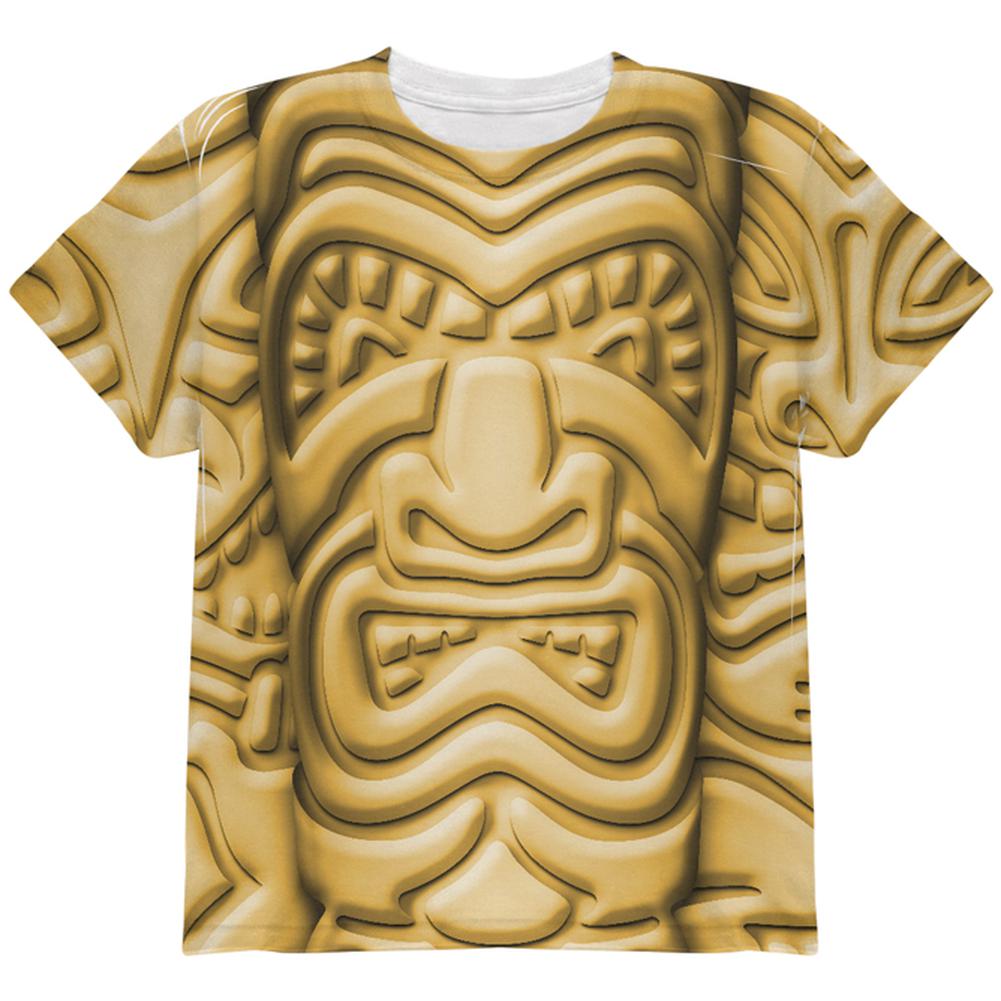 Tiki God Gold Face Luau All Over Youth T Shirt Youth T-Shirts Old Glory LG Multi 